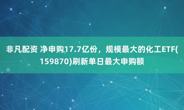 非凡配资 净申购17.7亿份，规模最大的化工ETF(159870)刷新单日最大申购额